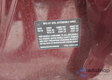 2019 Buick Regal Sportback Fwd Preferred z USA, uszkodzony, nr VIN W04GL6SX4K1008502